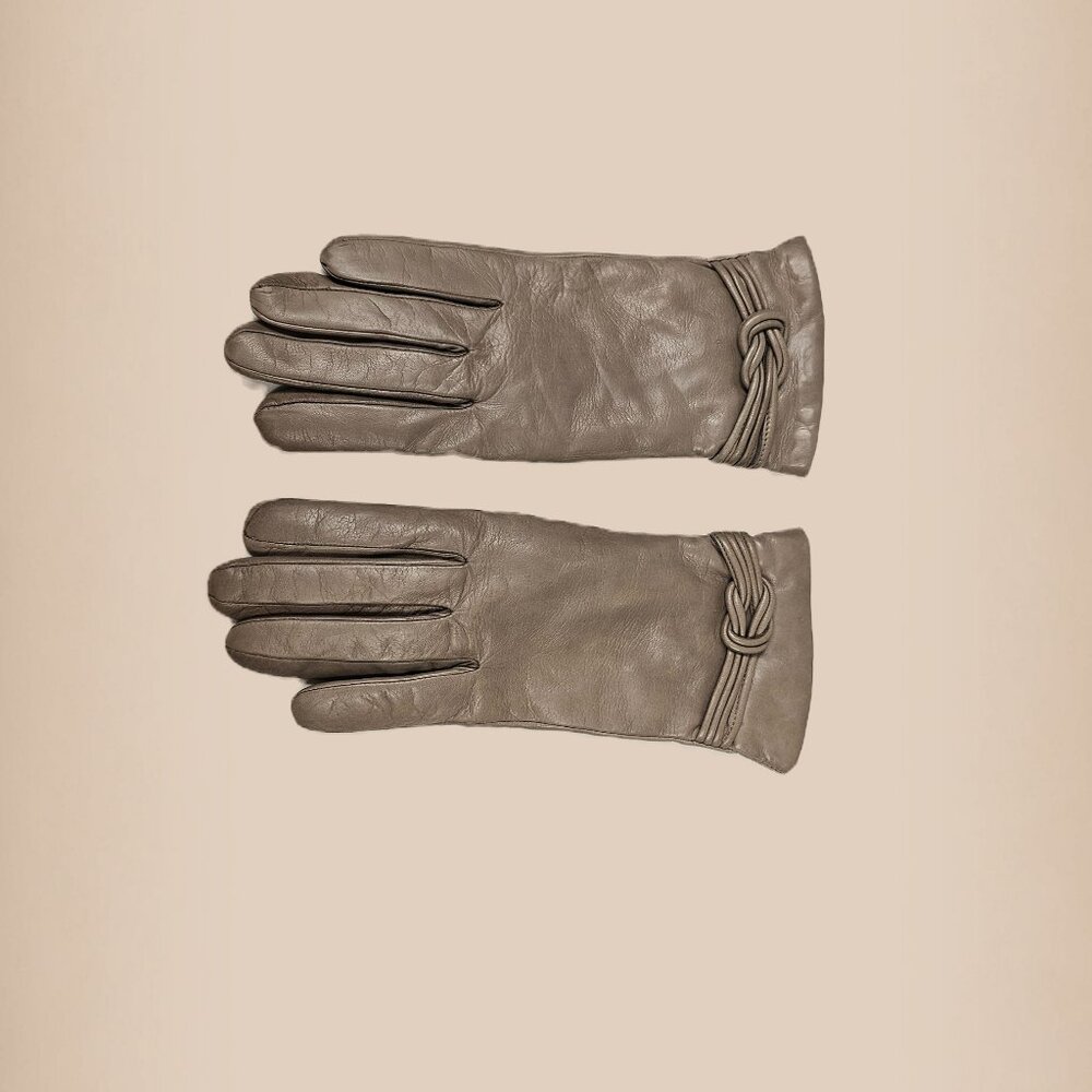 Handschuhe Beige Leather Gloves